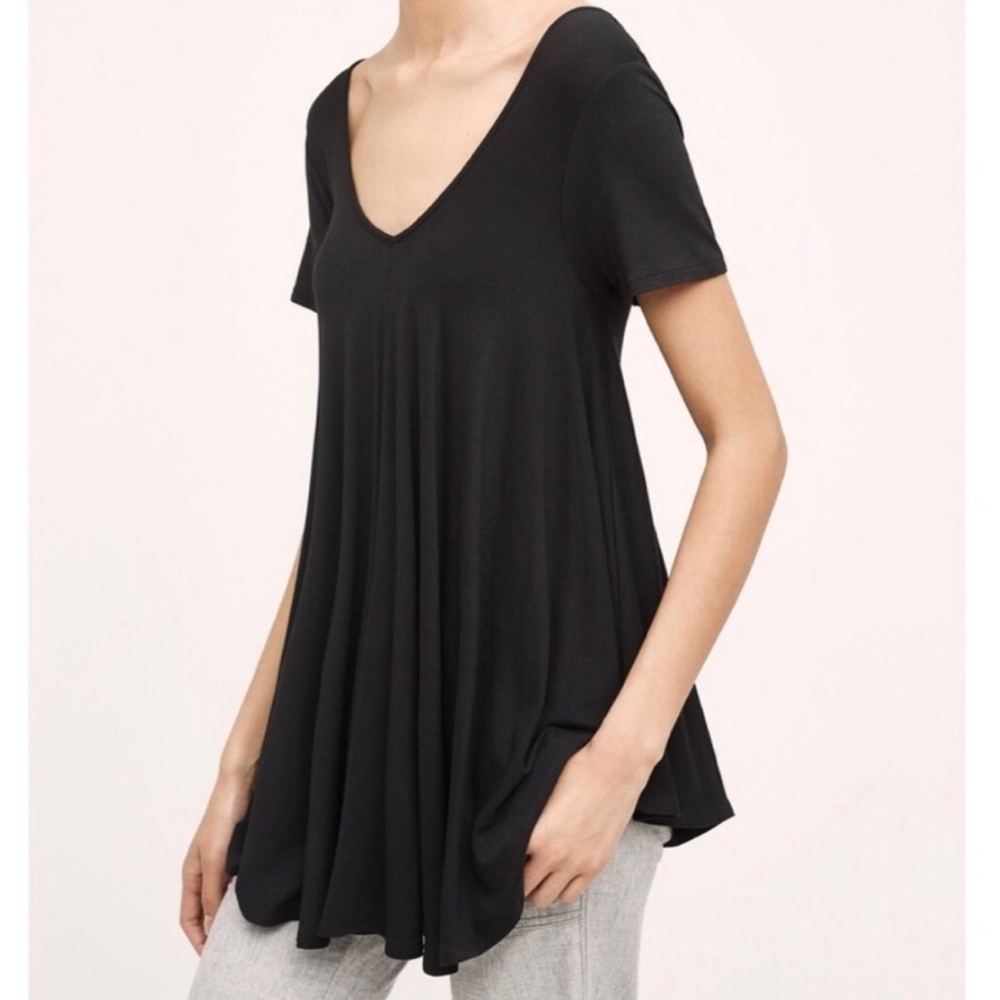 Anthropologie eli + ari Deep V Swing Top (Black)